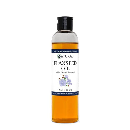 Zatural Flaxseed Oil Organically Grown 100% Pure Flax Seeds Cold Pressed Vegan Omega Fatty Acids (8oz)