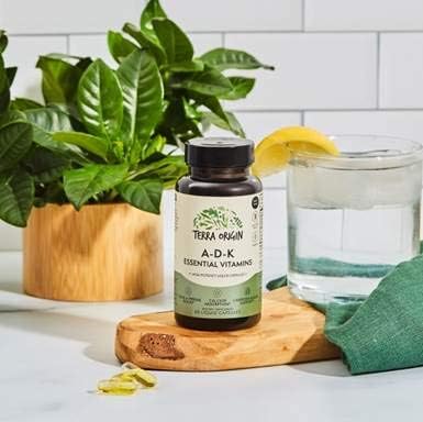 TERRA ORIGIN ADK Essential Vitamin Supplement | 60 Liquid Capsules | High Potency Vitamin A, D 5000 IU, K1 and K2 | Non GMO, Gluten Free, Vegan, Made in USA