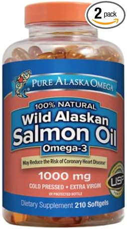 Pure Alaska Omega-3 Wild Alaskan Salmon Oil 1000mg 210 Softgels (Pack of 2) HJO$IER