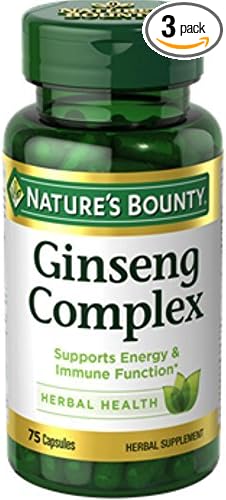 Nature's Bounty Ginseng Complex Herbal Health Capsules 75 ea (Pack of 3)