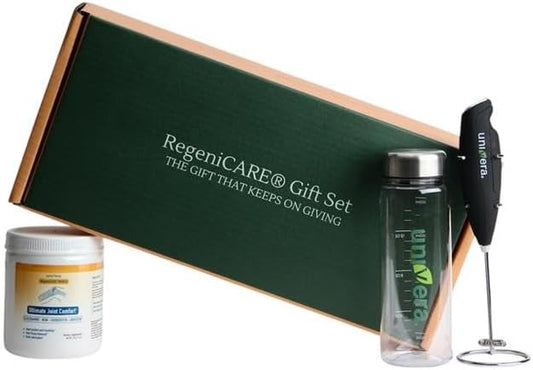 Univera RegeniCARE Gift Set with Bottle and Frother – Joint Support with Glucosamine, Univestin, MSM, Chondroitin – 30 Servings, Mango Flavor