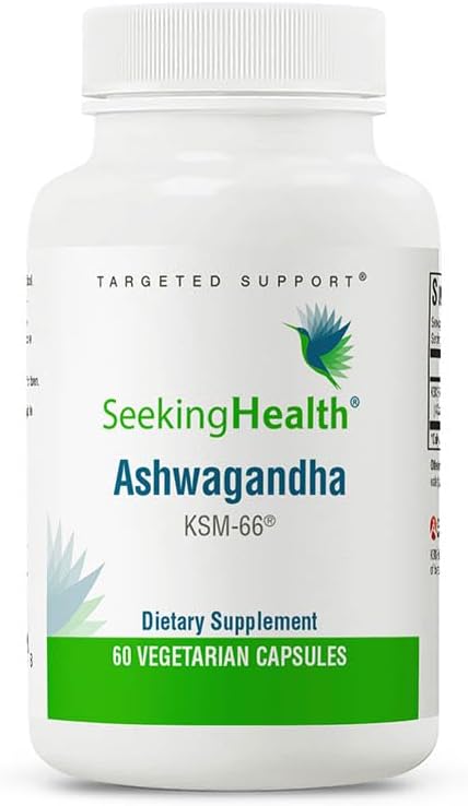 Seeking Health Ashwagandha Extract, Potent 467 mg Natural Ashwagandha with 5% Withanolide, Supports Balanced Mood, Focus, and Sleep, Vegan and Vegetarian (60 Capsules)*