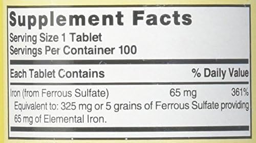 Nature's Blend Iron Ferrous Sulfate 325mg BPK, Assorted, Tablets, 100 Count, Pack of 2