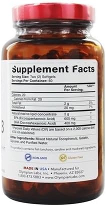 Olympian Labs Mega Omega-3 Fish Oils 120 Count Softgel