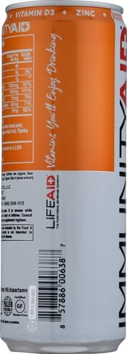 LIFEAID Wellness Blend With Echinacea Zinc Astragalus Vitamin C Only 45 Calories 100 Clean Vegan GlutenFree No Artificial Flavors Sodium or Caffeine cans Can, IMMUNITYAID, 12 Fl Oz