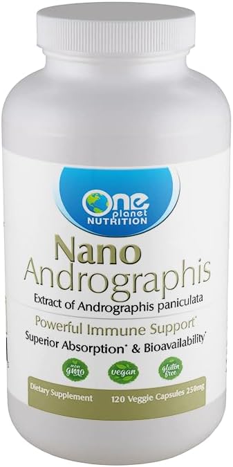 Nano Andrographis 500 mg Veggie Capsules (120 Servings), Andrographis paniculata Extract, Nano for Superior Absorption, Supports Overall Wellness, Non-GMO, Vegan, Gluten-Free