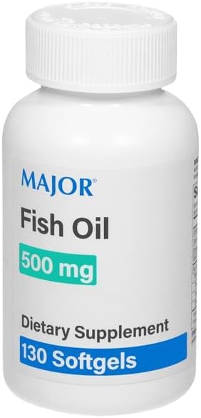 Major Fish Oil 500mg Softgels - Omega-3 Fish Oil Supplement - Dietary Supplement - 130 Softgels (2 Pack)