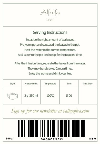 Alfalfa Herb Organic Medicago Sativa - Loose Leaf Quality Lucerne - Erba Medica Tonic 100g