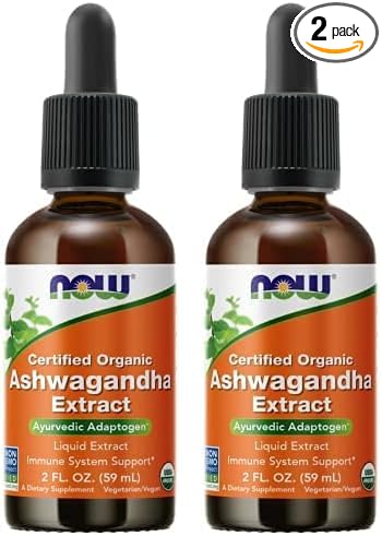 NOW Supplements, Ashwagandha Liquid Extract, Organic, Immune System Support, 2 Fluid Ounces (Pack of 2)