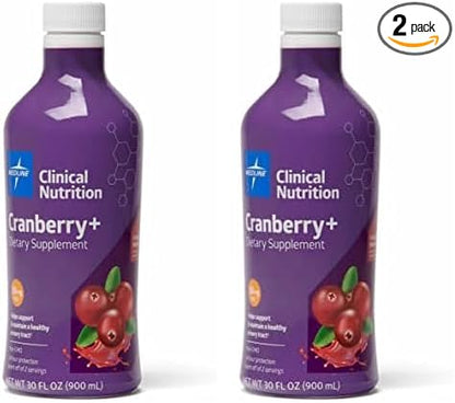 Medline Cranberry + Liquid UTI Dietary Supplement, 30 oz Bottle (Pack of 2)