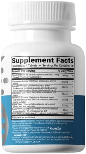 Advanced Joint Support Supplement, Relieve Joint Discomfort, Calcium, Glucosamine, 5-Loxin, Manufactured in The USA, 120 Tablets
