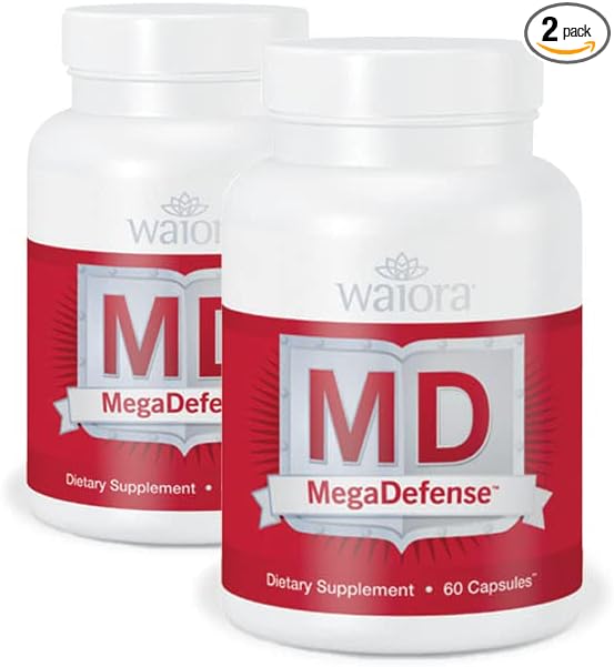 Waiora MegaDefense Mushroom Capsules for Daily Wellness, 6 Mushroom Supplement: Reishi, Turkey Tail, Cordyceps, Maitake, Agaricus & Shiitake, Non-GMO (2 Bott / 60 Veggie Cap serv)