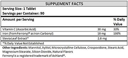 Chewable Iron Supplement for Women/Men | Carbonyl Iron 18 mg with Vitamin C 30 mg | Tablet in Orange Flavor 90 Count (2)