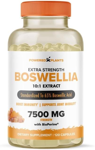 Boswellia Serrata 10:1 Extract – 7500mg Strength Equivalent | Joint Support, Mobility & Flexibility | High Potency with 65% Boswellic Acids | Vegan, Non-GMO, 120 Capsules