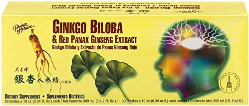 Prince Of Peace Ginkgo Biloba & Red Panax Ginseng Extract, 0.34 fl. oz. Each – Ginkgo Biloba Supplement – Chinese Red Panax Ginseng Extract – Supports Overall Well-Being - 2 Pack - 60 Bottles