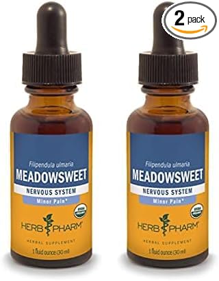 Herb Pharm Certified Organic Meadowsweet Liquid Extract for Minor Pain - 1 Ounce (DMEAD01) (Pack of 2)