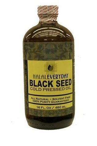 BLACK SEED OIL - 16 oz glass bottle. 100% Pure & Cold-pressed. Unfiltered, Undiluted, Raw. NON-GMO & Vegan Nigella Sativa (Black Cumin). Hexane & preservatives free. Dark & potent