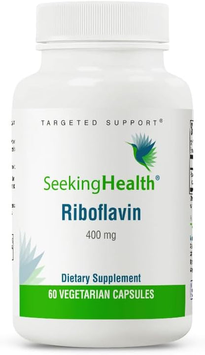Seeking Health Riboflavin, Vitamin B2, 400 mg Riboflavin, 4 mg Active Riboflavin-5-Phosphate, Energy Supplement, Vegetarian (60 Capsules)*