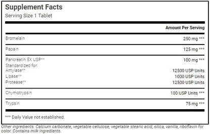 Proteolytic Enzymes | Bromelain Papain Pancreatin Trypsin 550 mg Total with Standardized Amylase, Lipase, and Protease, 300 Tablets
