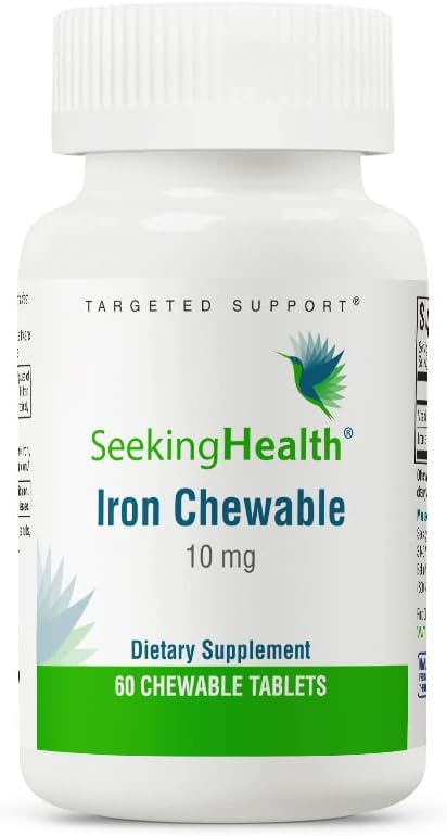 Seeking Health Iron Chewable, with Vitamin C, Supports Healthy Blood and Muscle Development, Vegan and Vegetarian (60 Tablets)*