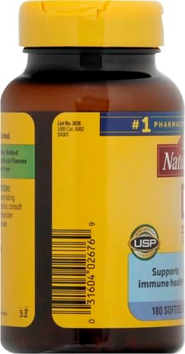 Nature Made Vitamin D3 1000 IU (25 mcg), Dietary Supplement for Bone, Teeth, Muscle and Immune Health Support, 180 Softgels, 180 Day Supply