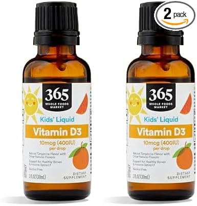 365 By Whole Foods Market, Vitamin D-3 Liquid 400Iu Tangerine Flavor, 1 Ounce (Pack of 2)