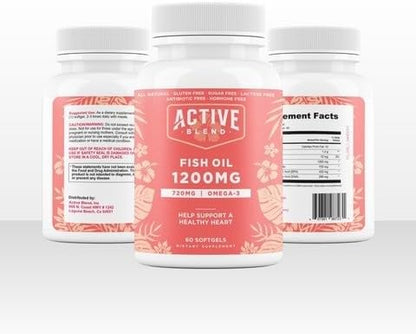 Omega-3 Fish Oil – 1250mg Triple Strength with 690mg EPA & 260mg DHA – Wild-Caught, No Fishy Aftertaste – 60 Soft Gels