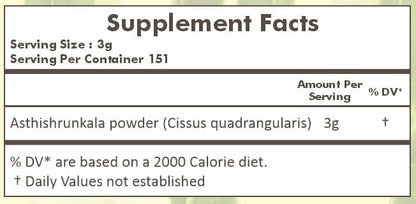 HERBAL HILLS Asthishrunkala Powder Cissus Quadrangularis | 16 oz (454 GMS)