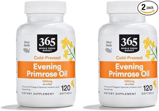Whole Foods Market, Evening Primrose Oil 500Mg, 120 Softgels (Pack of 2)
