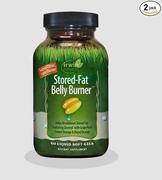 Irwin Naturals Stored-Fat Belly Burner - 60 Liquid Soft-Gels, Pack of 2 - Helps Support The Breakdown of Stored Fat - 40 Total Servings