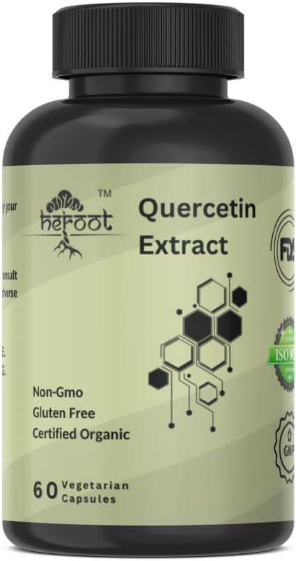 500mg Quercetin with Bromelain Capsules: Respiratory Support Non-GMO | Gluten Free | Supports Overall Health & Well Being (20 Capsules)