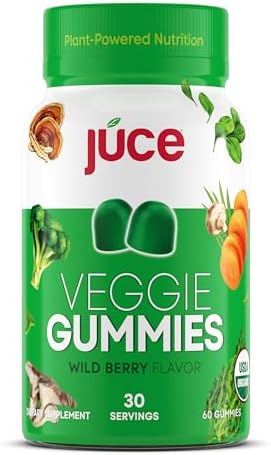 Juce Veggie Whole Superfood Gummies, Wild Berry Flavor - Plant-Based Energy, Vegan, Non-GMO, Soy Free, Nutrient-Packed, By Terra Kai Organics