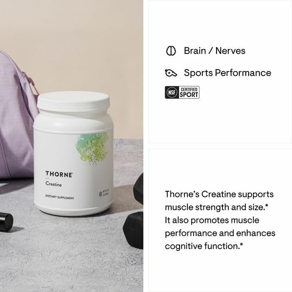 THORNE - Creatine - Creatine Monohydrate, Amino Acid Powder - Support Muscles, Cellular Energy and Cognitive Function* - Gluten-Free, Keto - NSF Certified for Sport - 32 Oz - 180 Servings