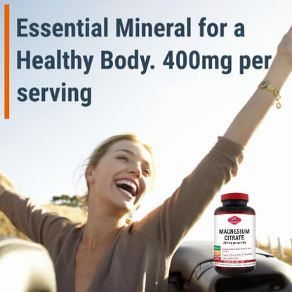 Olympian Labs Magnesium Citrate 400mg - 300 Capsules - Easy Absorbable, Supporting Healthy Bones, Healthy Heart and Calcium Absorption