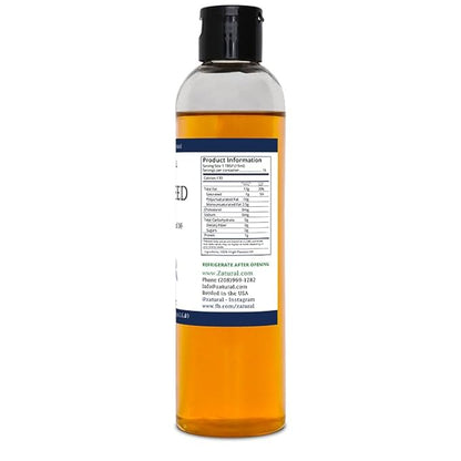 Zatural Flaxseed Oil Organically Grown 100% Pure Flax Seeds Cold Pressed Vegan Omega Fatty Acids (8oz)