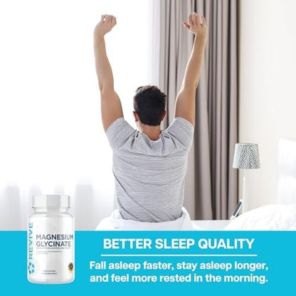 Revive MD Pure Magnesium Glycinate Capsules 200mg High Absorption Supplement for Relaxation & Stress Relief - Organic Memory & Sleep Support Pills for Strong Bones, Normal Nerve & Muscle Function
