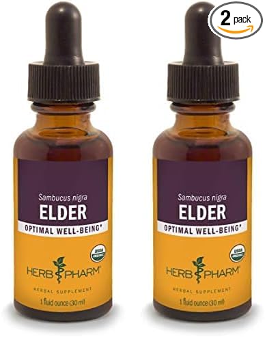 Herb Pharm Certified Organic Elder Liquid Extract - 1 Ounce (Pack of 2)