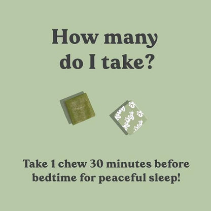 Chewsy Peaceful Sleep Chews, Sleep Support, 3 mg Melatonin, 200 MGS L-Theanine, Chamomile, Lemon Balm, Magnolia, Nighttime Sleep Aid, Naturally Minty Chews, Promotes restful Sleep, 30-Day Supply (1)