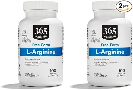 Whole Foods Market, L Arginine 500Mg 100 Veggie Caps (Pack of 2)