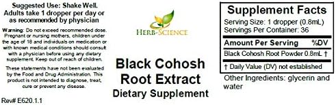 Black Cohosh Root – Supports Menstrual Relief, Menopause Relief,Healthy Blood Pressure, Circulation – Alcohol-Free Liquid Extract, 1 oz - Herb-Science