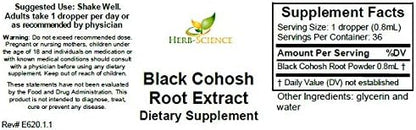Black Cohosh Root – Supports Menstrual Relief, Menopause Relief,Healthy Blood Pressure, Circulation – Alcohol-Free Liquid Extract, 1 oz - Herb-Science