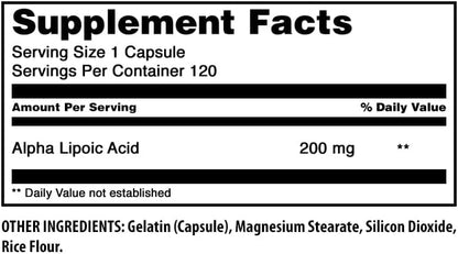 Amazing Formulas Alpha Lipoic Acid | 200 Mg Supplement | Capsules | Non-GMO | Gluten-Free | Made in USA (1 Pack, 120)