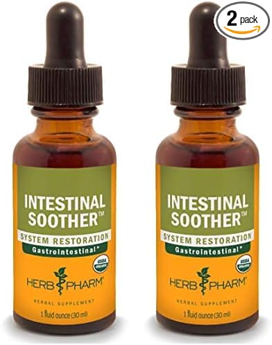 Herb Pharm Certified Organic Intestinal Soother Liquid Herbal Formula with Turmeric Extract - 1 Ounce (FIS01) (Pack of 2)