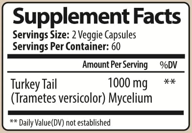 Turkey Tail Mushroom Capsules - Organic Mushroom Supplement for Immune System Health Support - 1000 mg Premium Supplements - 120 Capsules