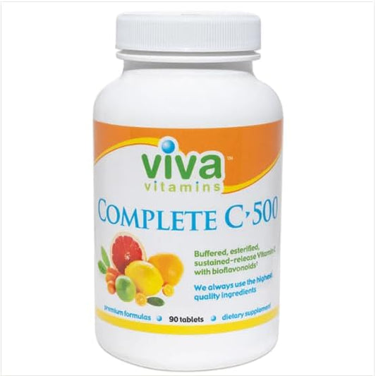 Organic Vitamin C with Bioflavonoids 500mg, Buffered Vitamin C 500mg Tablets, Immune System Booster Vitamins and Supplements with Citrus Bioflavonoids, Antioxidant Supplement, 90 Tablets