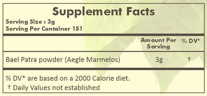 HERBAL HILLS Bael Patra Powder Bael Leaf Bilva Powder Aegle Marmelos 16 Oz, Pack of 1