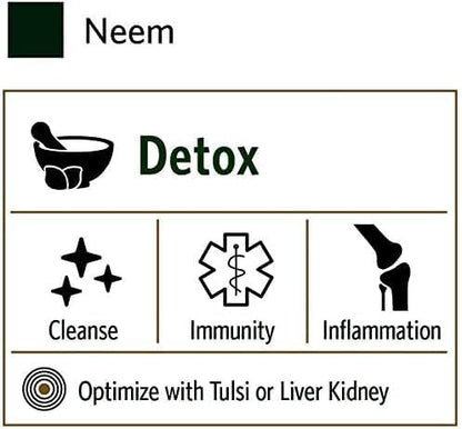 ORGANIC INDIA Neem Leaf Capsules, Herbal Supplement - Supports Skin, Immune, & Liver Health, Detox, Vegan, Gluten-Free, USDA Certified Organic - 180 Capsules