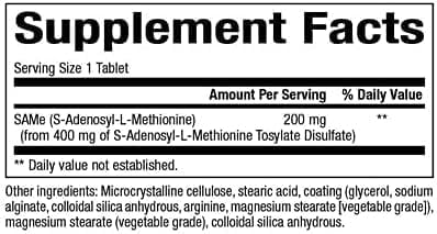 Natural Factors, SAMe 200 mg, Helps Elevate Mood and Improve Joint Health, 60 tablets (60 servings)