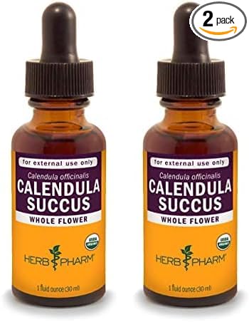 Herb Pharm Certified Organic Calendula Succus Liquid Topical Extract for Minor Pain Support - 1 Ounce (Pack of 2)