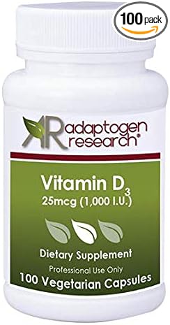 Vitamin D3 1,000 IU High Potency | Vitamin D 1000 (25 mcg) Supplement for Healthy Bones Muscles | Hypoallergenic Supplement for Enhanced Vitamin D Absorption | 100 Vegetarian Caps